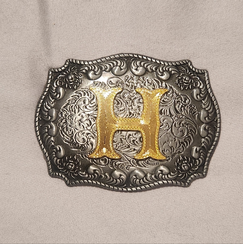 Gold and Silver Ornate Belt Buckle
